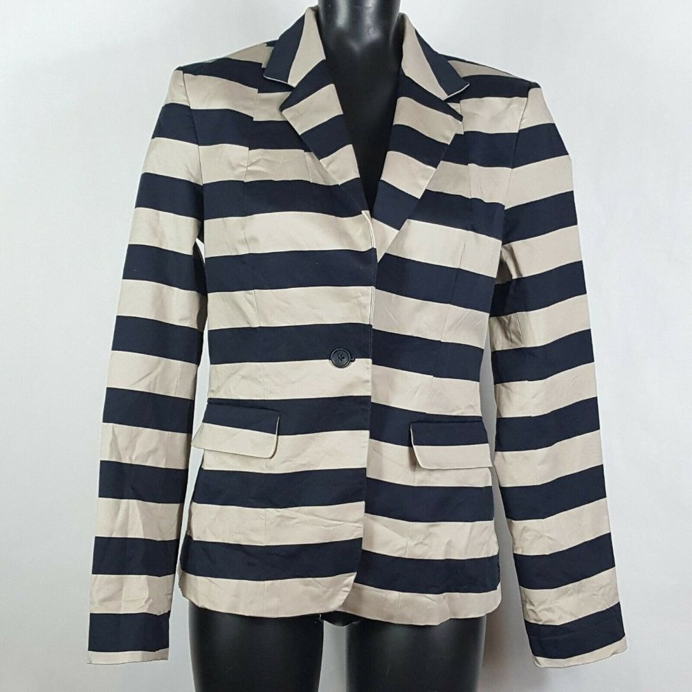 Banana Republic Sz 10 Striped Fitted Blazer Single